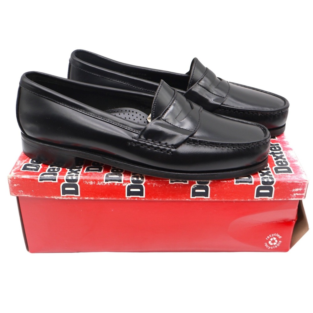 Dexter Penny Loafers Mens 10 M Vintage Black Burnished Leather Handsewn Essex